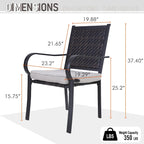 MAISON ARTS Ensemble de salle à manger d'extérieur 7 pièces, 6 chaises en rotin avec coussin et 1 table avec trou pour parasol - N/A