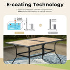 MAISON ARTS Ensemble de salle à manger d'extérieur 7 pièces, 6 chaises en rotin avec coussin et 1 table avec trou pour parasol - N/A