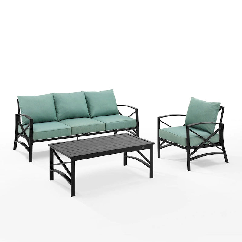 Crosley Kaplan - Canapé d'extérieur 3 pièces - 119 L x 68,5 P x 32 H