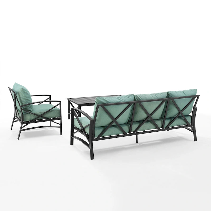 Crosley Kaplan - Canapé d'extérieur 3 pièces - 119 L x 68,5 P x 32 H