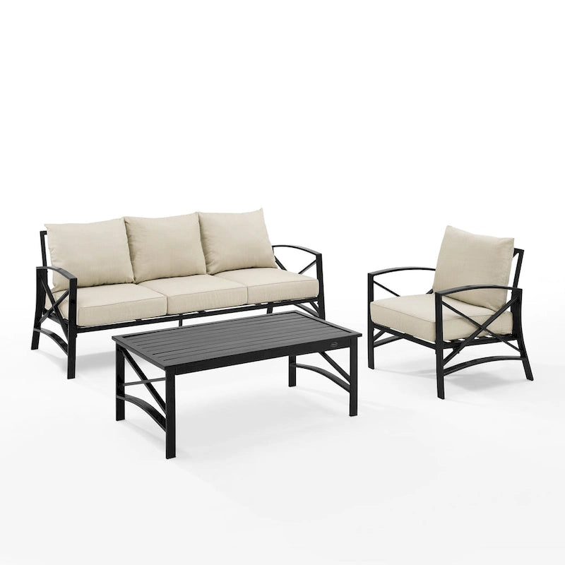 Crosley Kaplan - Canapé d'extérieur 3 pièces - 119 L x 68,5 P x 32 H