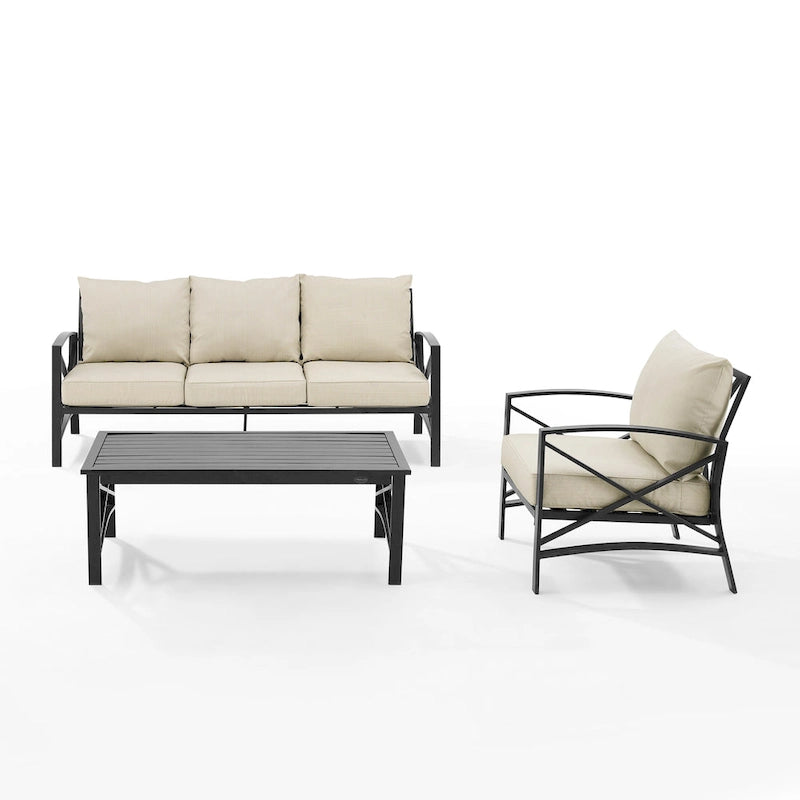 Crosley Kaplan - Canapé d'extérieur 3 pièces - 119 L x 68,5 P x 32 H