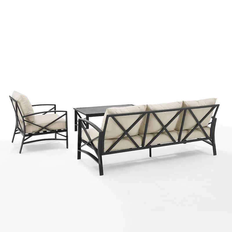 Crosley Kaplan - Canapé d'extérieur 3 pièces - 119 L x 68,5 P x 32 H