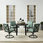 Ensemble de salle à manger d'extérieur Crosley Kaplan 5 pièces en métal - Table ronde et 4 chaises pivotantes