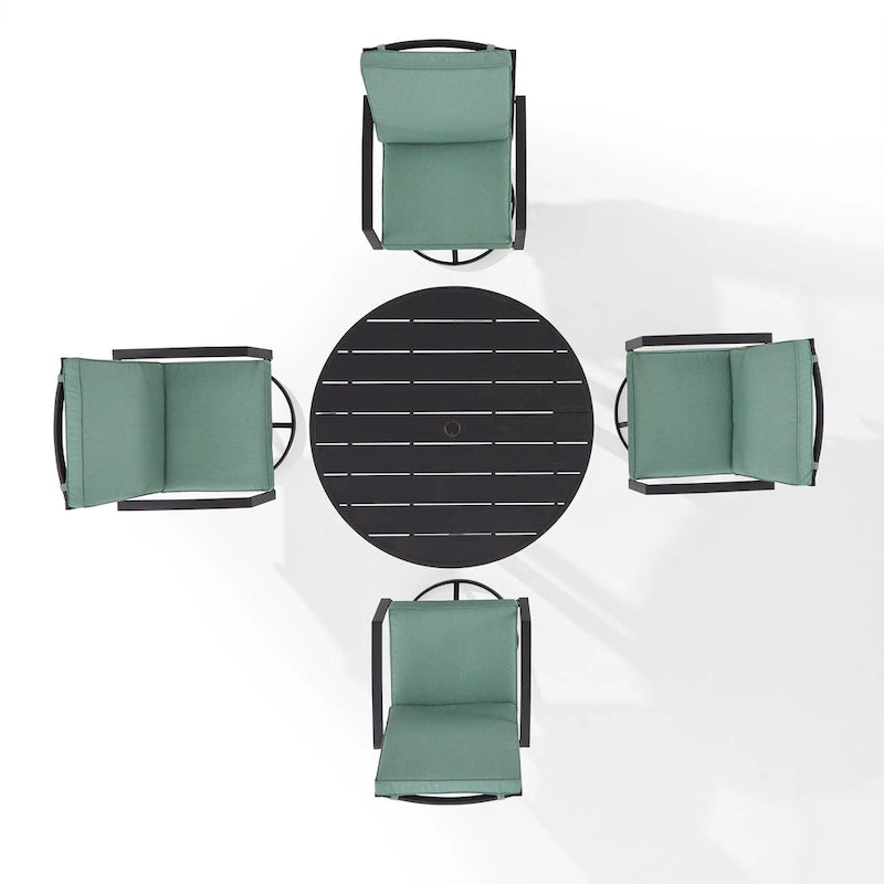 Ensemble de salle à manger d'extérieur Crosley Kaplan 5 pièces en métal - Table ronde et 4 chaises pivotantes