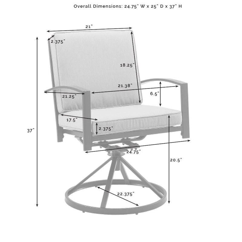 Ensemble de salle à manger d'extérieur Crosley Kaplan 5 pièces en métal - Table ronde et 4 chaises pivotantes