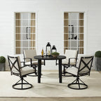 Ensemble de salle à manger d'extérieur Crosley Kaplan 5 pièces en métal - Table ronde et 4 chaises pivotantes
