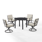 Ensemble de salle à manger d'extérieur Crosley Kaplan 5 pièces en métal - Table ronde et 4 chaises pivotantes