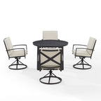 Ensemble de salle à manger d'extérieur Crosley Kaplan 5 pièces en métal - Table ronde et 4 chaises pivotantes