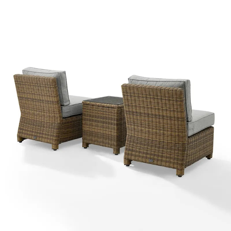 Crosley Bradenton Ensemble de 3 chaises en osier d'extérieur – Marron vieilli