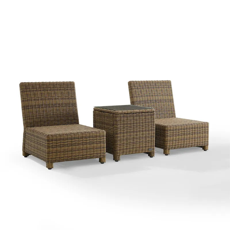 Crosley Bradenton Ensemble de 3 chaises en osier d'extérieur – Marron vieilli