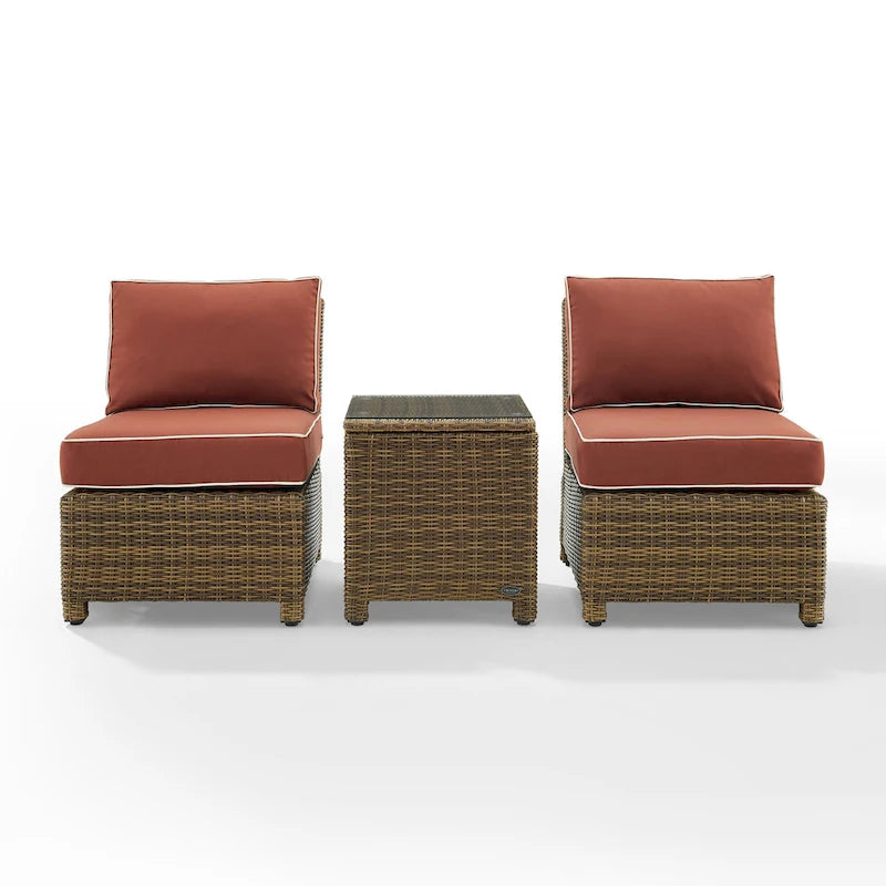 Crosley Bradenton Ensemble de 3 chaises en osier d'extérieur – Marron vieilli