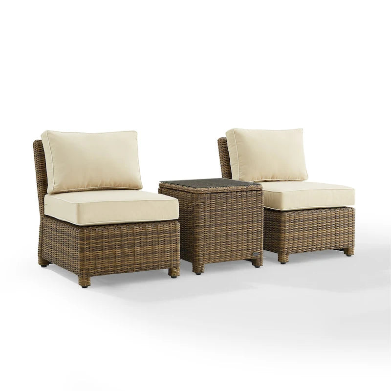 Crosley Bradenton Ensemble de 3 chaises en osier d'extérieur – Marron vieilli