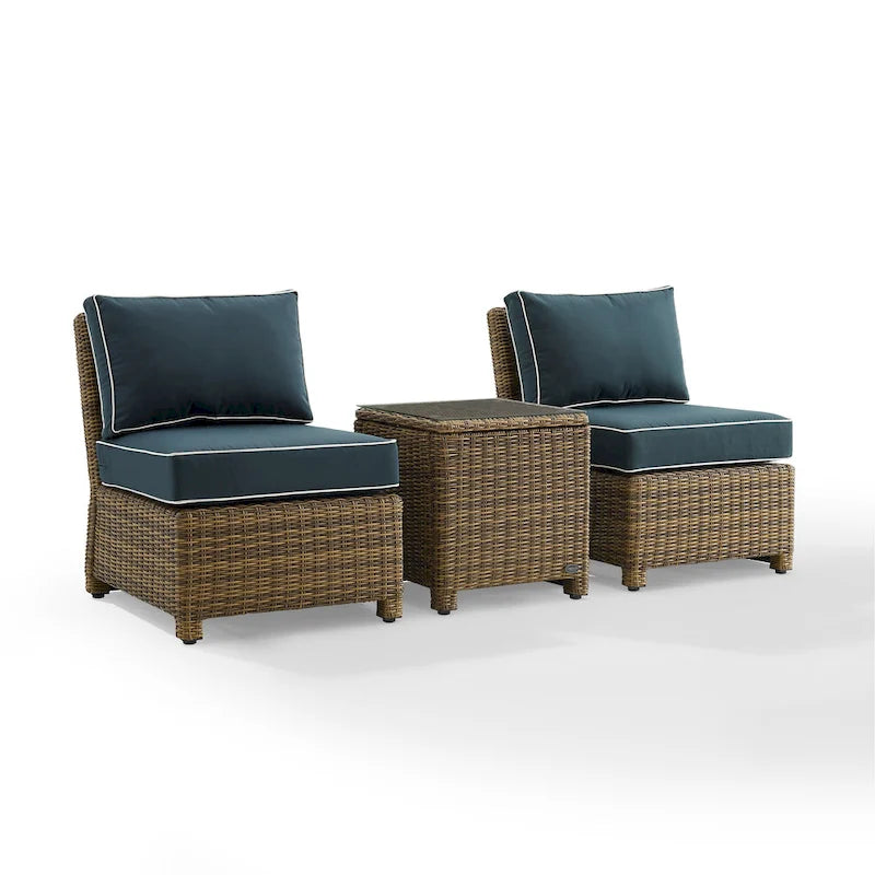 Crosley Bradenton Ensemble de 3 chaises en osier d'extérieur – Marron vieilli