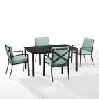 Crosley Kaplan Ensemble repas d'extérieur 5 pièces en bronze huilé avec coussins verts - 122 l x 99 P x 37 H