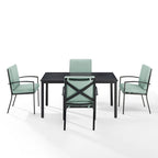 Crosley Kaplan Ensemble repas d'extérieur 5 pièces en bronze huilé avec coussins verts - 122 l x 99 P x 37 H