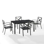 Crosley Kaplan Ensemble repas d'extérieur 5 pièces en bronze huilé avec coussins verts - 122 l x 99 P x 37 H