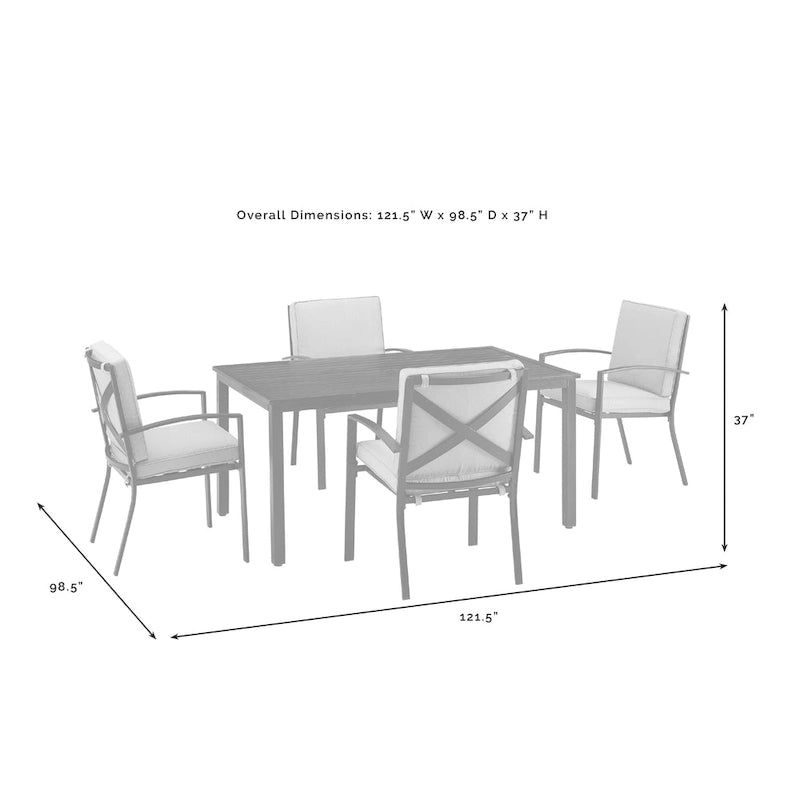 Crosley Kaplan Ensemble repas d'extérieur 5 pièces en bronze huilé avec coussins verts - 122 l x 99 P x 37 H
