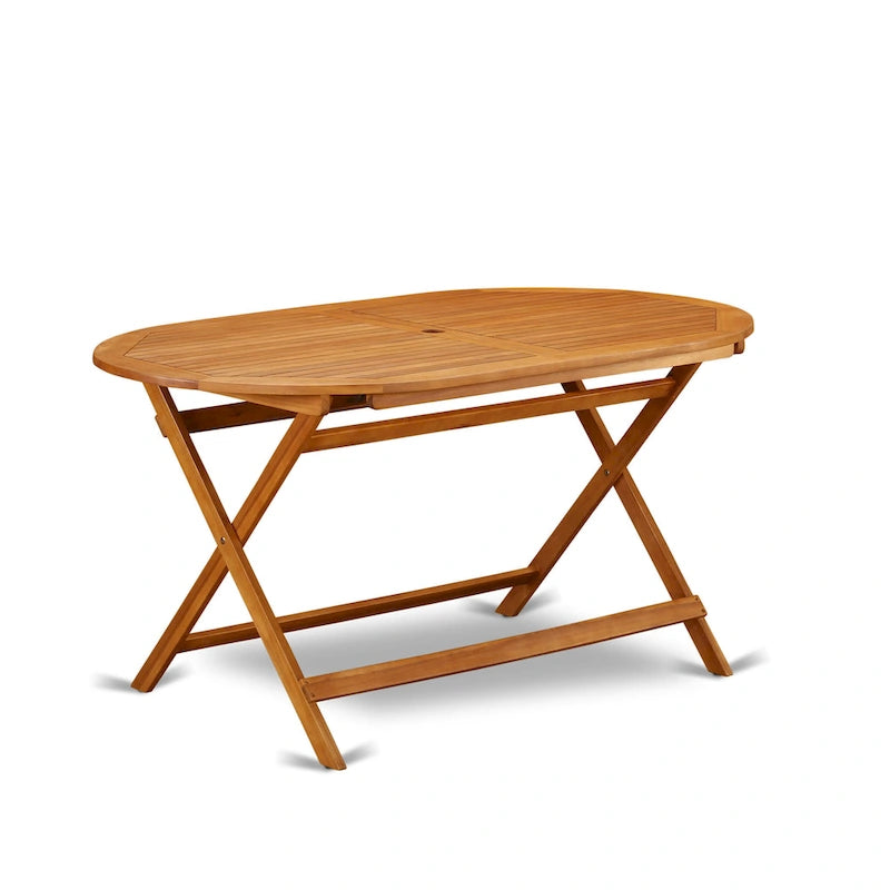 Ensemble de mobilier de salle à manger de bistrot East West Furniture – Table en bois d'acacia et 4 chaises pliantes avec accoudoirs, Huile naturelle (Options de pièces)