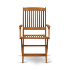 Ensemble de mobilier de salle à manger de bistrot East West Furniture – Table en bois d'acacia et 4 chaises pliantes avec accoudoirs, Huile naturelle (Options de pièces)