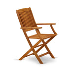 Ensemble de mobilier de salle à manger de bistrot East West Furniture – Table en bois d'acacia et 4 chaises pliantes avec accoudoirs, Huile naturelle (Options de pièces)