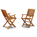 Ensemble de mobilier de salle à manger de bistrot East West Furniture – Table en bois d'acacia et 4 chaises pliantes avec accoudoirs, Huile naturelle (Options de pièces)