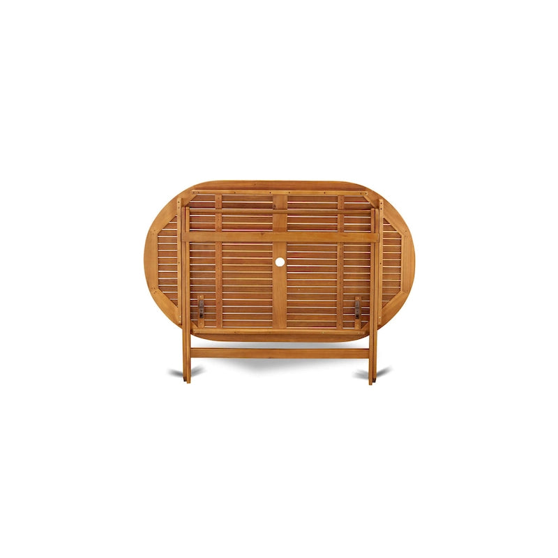 Ensemble de mobilier de salle à manger de bistrot East West Furniture – Table en bois d'acacia et 4 chaises pliantes avec accoudoirs, Huile naturelle (Options de pièces)