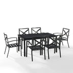 Crosley Kaplan Ensemble de salle à manger d'extérieur 7 pièces en bronze huilé avec coussins beiges – 122 l x 99 P x 37 H
