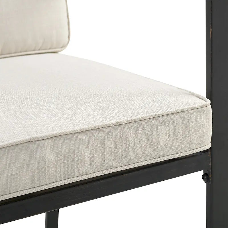 Crosley Kaplan Ensemble de salle à manger d'extérieur 7 pièces en bronze huilé avec coussins beiges – 122 l x 99 P x 37 H