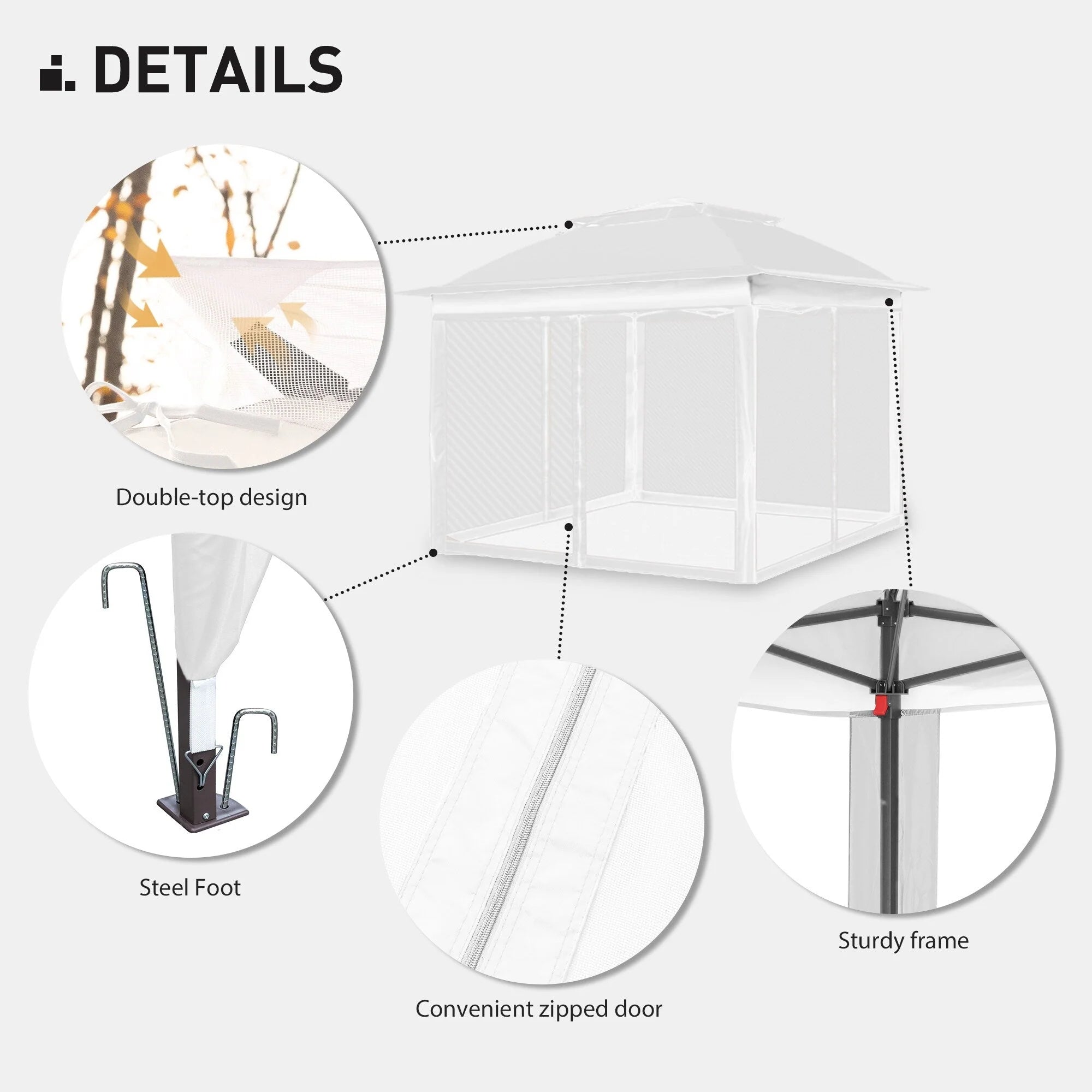 Cozywor Tonnelle escamotable en acier de 3,35 m x 3,35 m avec moustiquaire