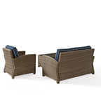 Ensemble de trois sièges en osier d'extérieur Bradenton de Crosley avec coussins bleu marine