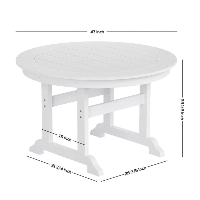 Ensemble de salle à manger extérieur 5 pièces rond Polytrends Altura en polyéthylène écologique résistant aux intempéries
