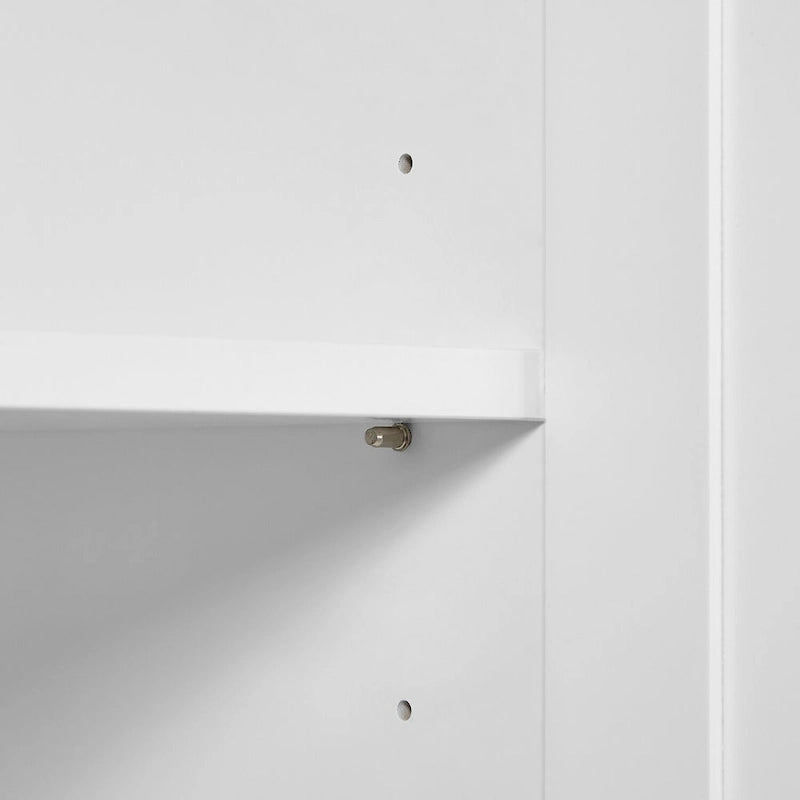 Meuble de rangement de salle de bain en MDF blanc avec 2 portes, 3 étagères et 2 tiroirs