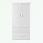 Meuble de rangement de salle de bain en MDF blanc avec 2 portes, 3 étagères et 2 tiroirs