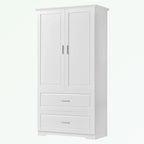 Meuble de rangement de salle de bain en MDF blanc avec 2 portes, 3 étagères et 2 tiroirs