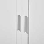 Meuble de rangement de salle de bain en MDF blanc avec 2 portes, 3 étagères et 2 tiroirs