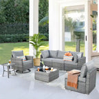 Ensemble de mobilier de jardin XIZZI 7 pièces avec fauteuil à bascule pivotant