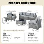 Ensemble de mobilier de jardin XIZZI 7 pièces avec fauteuil à bascule pivotant