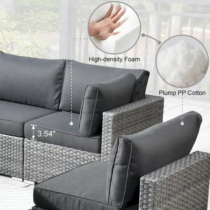 HOOOWOOO Ensemble de 8 chaises pivotantes d'extérieur avec table basse
