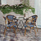 Lot de 4 chaises de bistrot Paris tout temps avec cadres métalliques imprimés bambou - N/A
