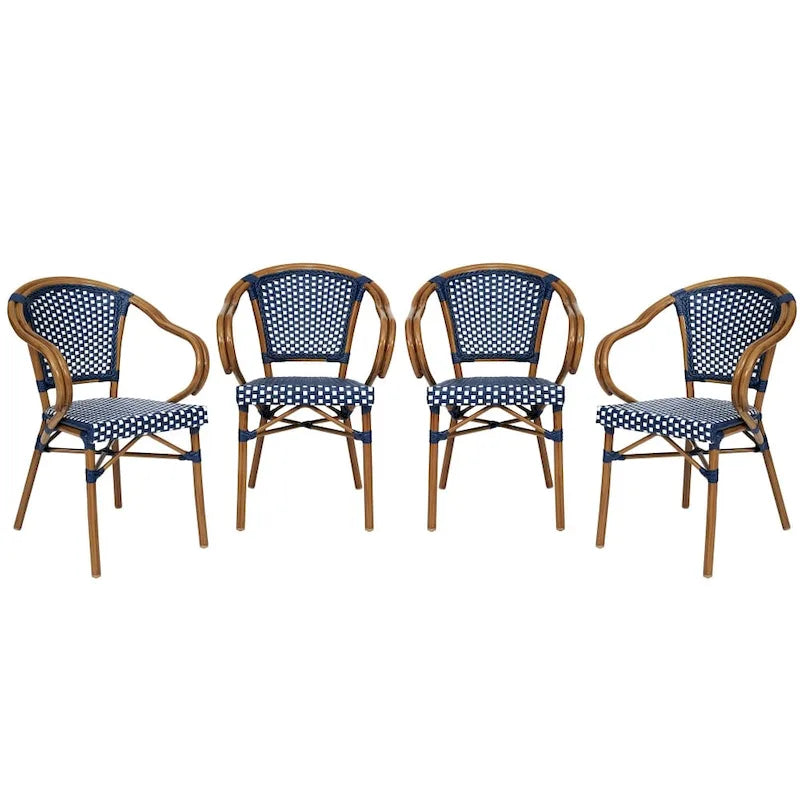 Lot de 4 chaises de bistrot Paris tout temps avec cadres métalliques imprimés bambou - N/A