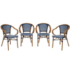 Lot de 4 chaises de bistrot Paris tout temps avec cadres métalliques imprimés bambou - N/A