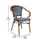 Lot de 4 chaises de bistrot Paris tout temps avec cadres métalliques imprimés bambou - N/A