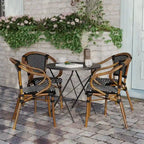 Lot de 4 chaises de bistrot Paris tout temps avec cadres métalliques imprimés bambou - N/A