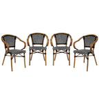Lot de 4 chaises de bistrot Paris tout temps avec cadres métalliques imprimés bambou - N/A