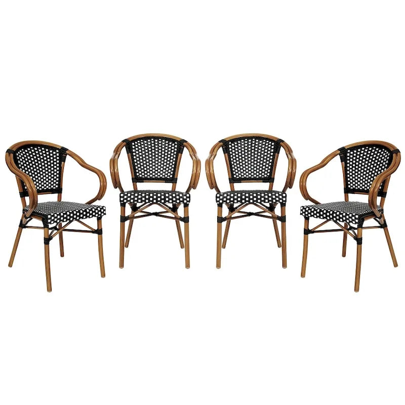 Lot de 4 chaises de bistrot Paris tout temps avec cadres métalliques imprimés bambou - N/A