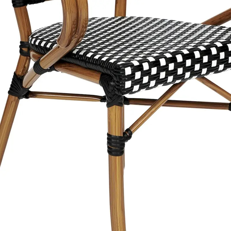 Lot de 4 chaises de bistrot Paris tout temps avec cadres métalliques imprimés bambou - N/A