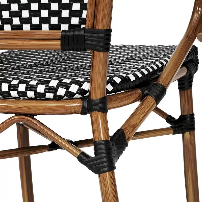Lot de 4 chaises de bistrot Paris tout temps avec cadres métalliques imprimés bambou - N/A