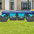 Costway 8PCS Salon de jardin en rotin canapé coussin fauteuil table basse turquoise - Voir détails