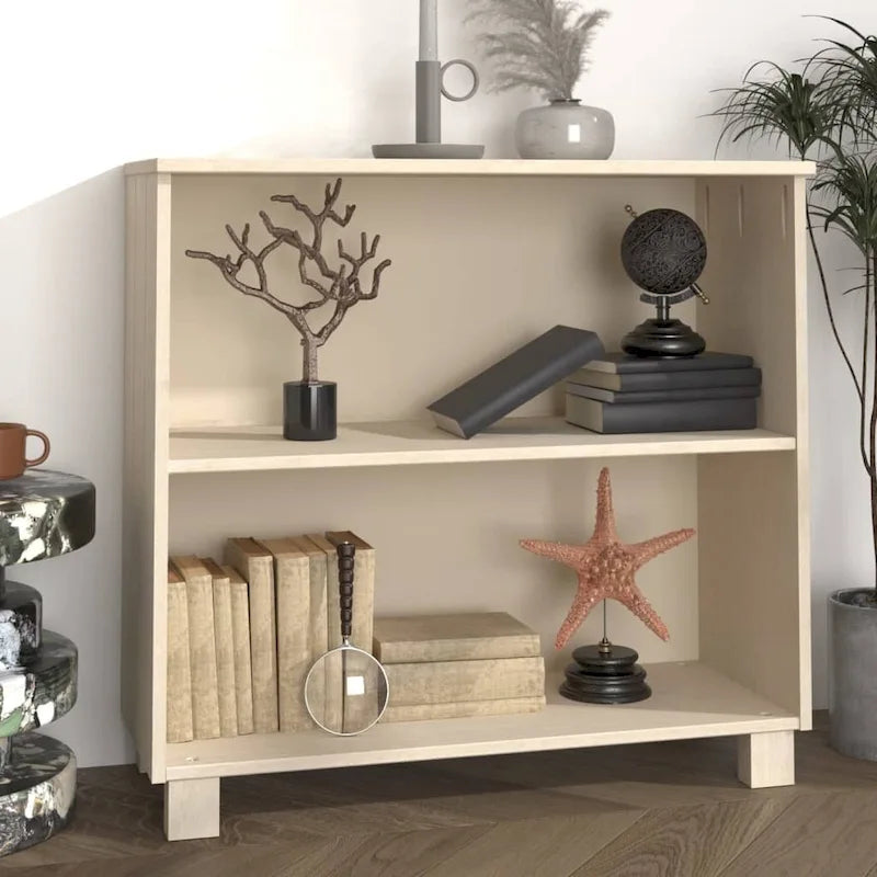 Buffet en pin massif et MDF gris foncé/marron miel/blanc avec 2 étagères ouvertes et fixation murale